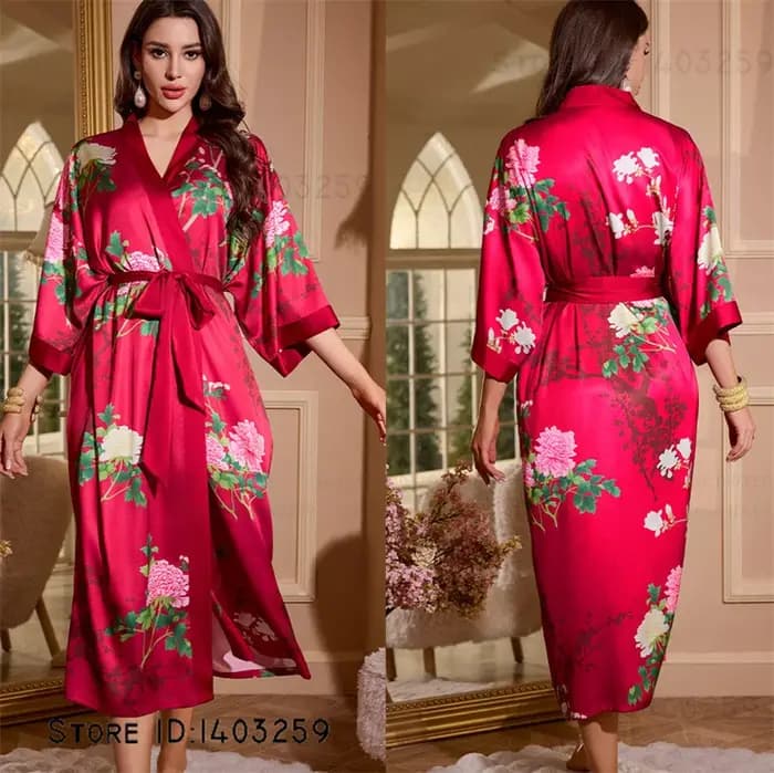 Femme longue Robe vêtements de détente élégant Style chinois Kimono peignoir