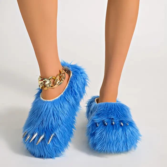 Pantoufles Y2K à griffes de monstre en peluche