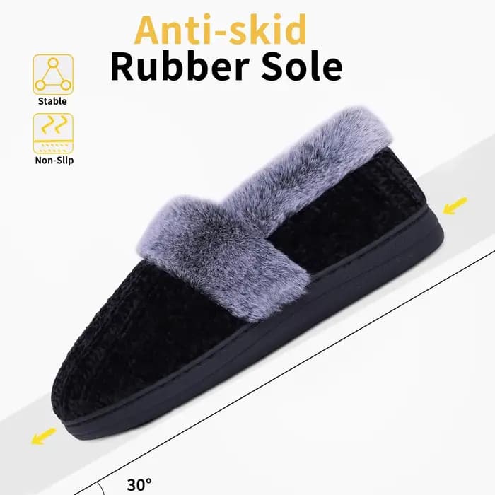 Litfun hiver fourrure chaussons pour femmes mousse à mémoire de forme fermé dos diapositives