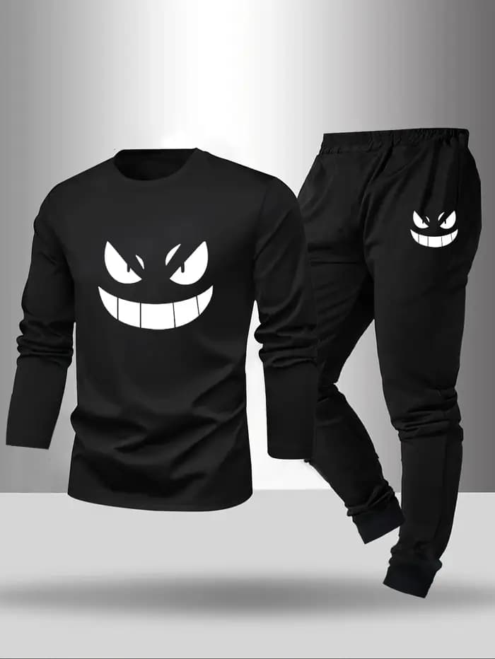 Ensemble 2 pièces de pyjama pour hommes pour printemps été automne hiver pantalon à manches longues motif géométrique