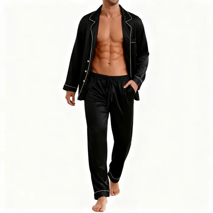 Ensemble de pyjama de luxe pour homme avec bordure contrastée
