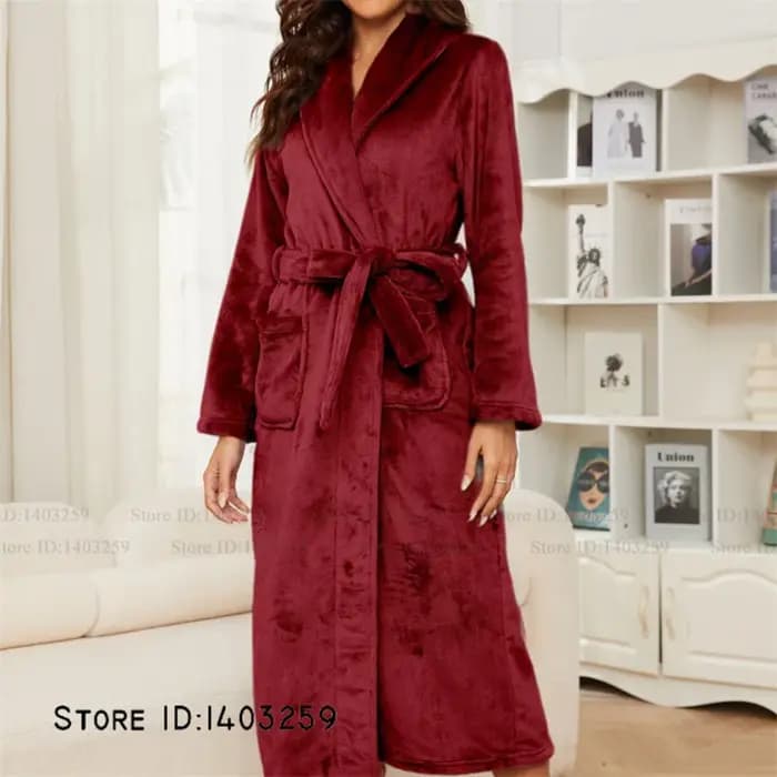 Épaissir chaud femmes longue Robe Homewear confortable doux flanelle Kimono peignoir Robe vêtements de nuit hiver corail polaire vêtements de nuit