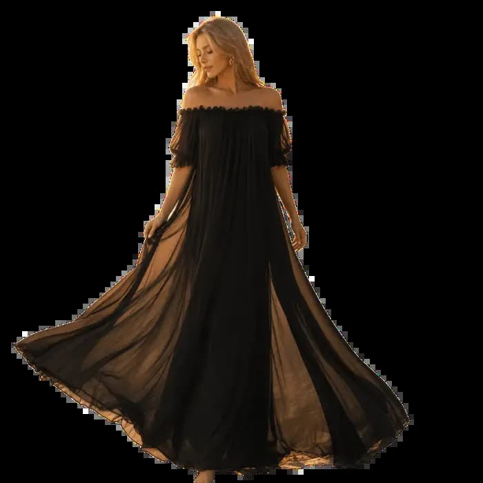 Robe de nuit transparente à épaules dénudées pour femme
