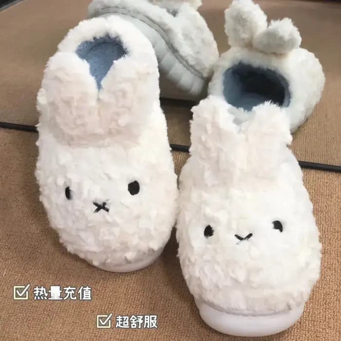Miffy hiver confort chaud dessin animé mignon anti-dérapant pantoufles Kawaii en peluche coton