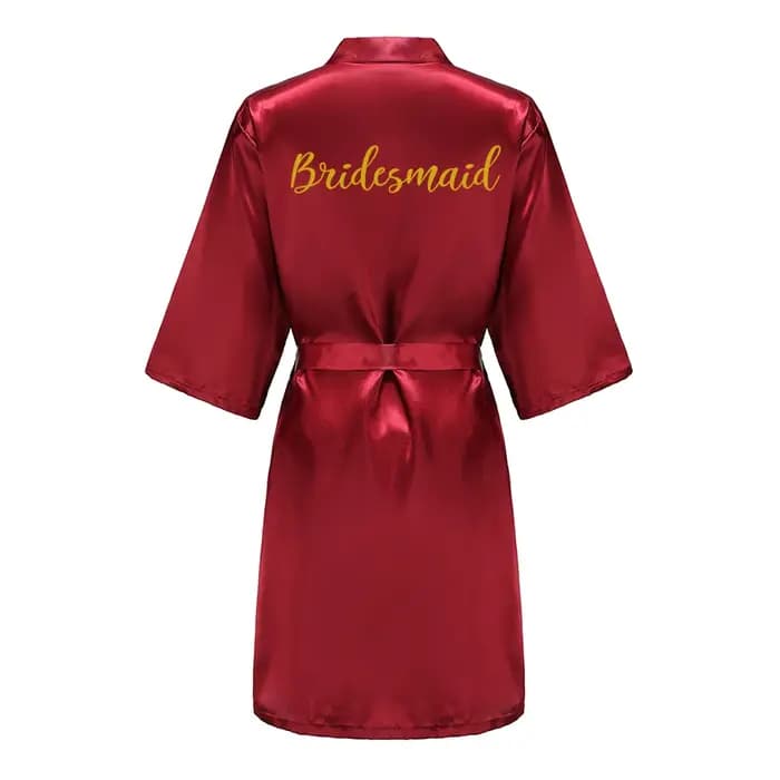 Peignoir Bordeaux avec Lettres Dorées pour Femme