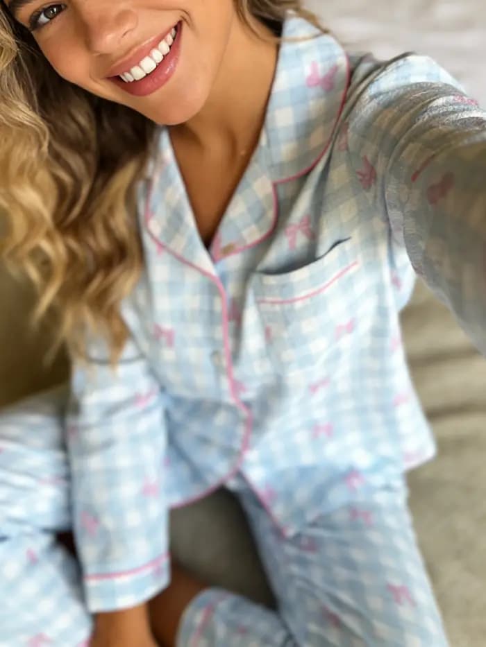 Pyjama femme à revers cranté