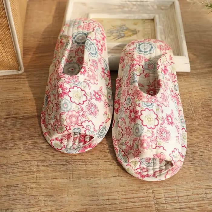 Pantoufles d'intérieur antidérapantes de haute qualité, 1 paire, chaussures de sol en coton imprimé