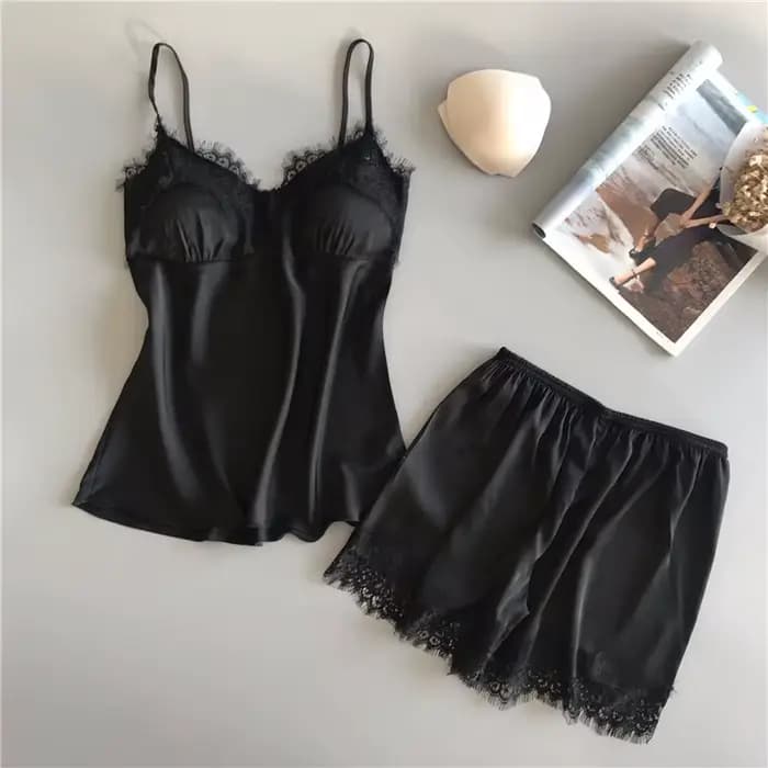 Ensemble pyjama en Satin et dentelle pour femmes