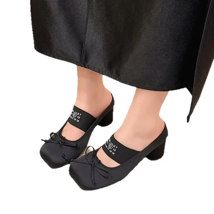Nouvelles pantoufles d'été à pois avec nœud papillon et talon haut