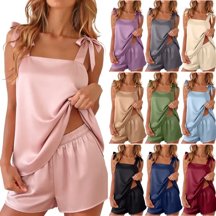 Ensemble pyjama en satin pour femme