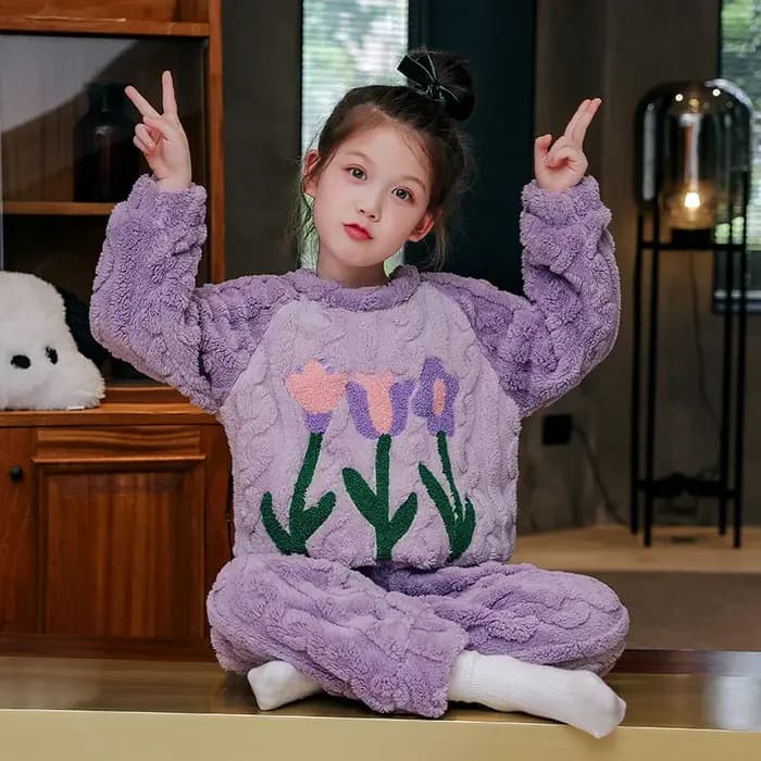 Pyjama Épais et Chaud en Forme de Sourire pour Fille et Adolescent