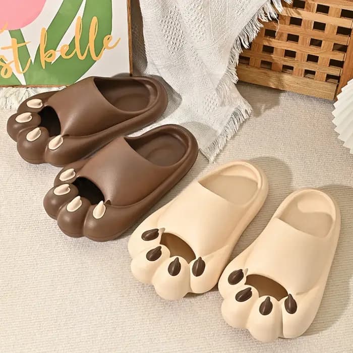Patte de chat griffe pantoufles femmes nuage plate-forme drôle maison dessin animé mignon Kawaii été plage doux antidérapant tongs hommes dames 2025