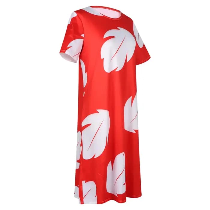 Lilo Costume femmes feuilles robe rouge pyjama à manches courtes feuille hawaïenne