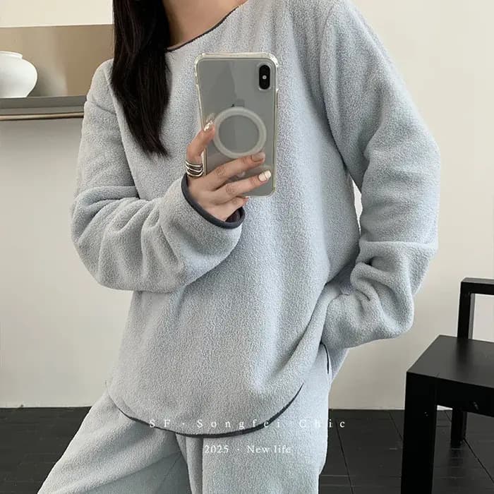 Pijama Feminino nouveau épaissir chaud femmes pyjama ensemble automne hiver femmes maison vêtements salon vêtements de nuit flanelle tenue de nuit femme