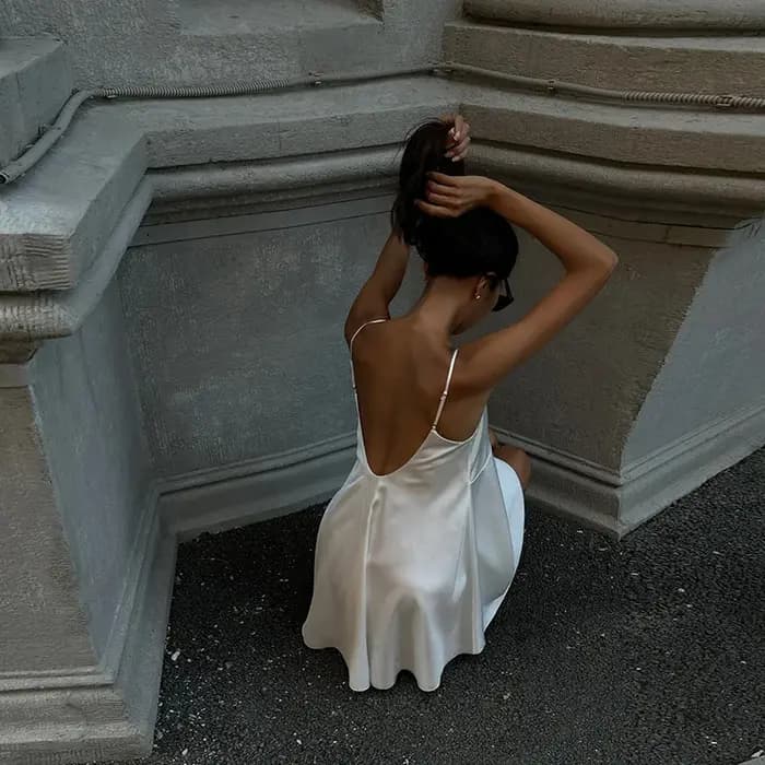 Mini robe en dentelle patchwork beige pour femme sexy coupe ample en ligne A col en V dos nu pour été