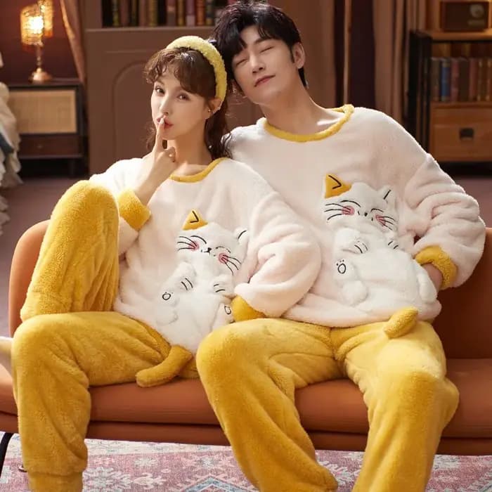 Ensembles de pyjamas de dessin animé coréen pour hommes et femmes