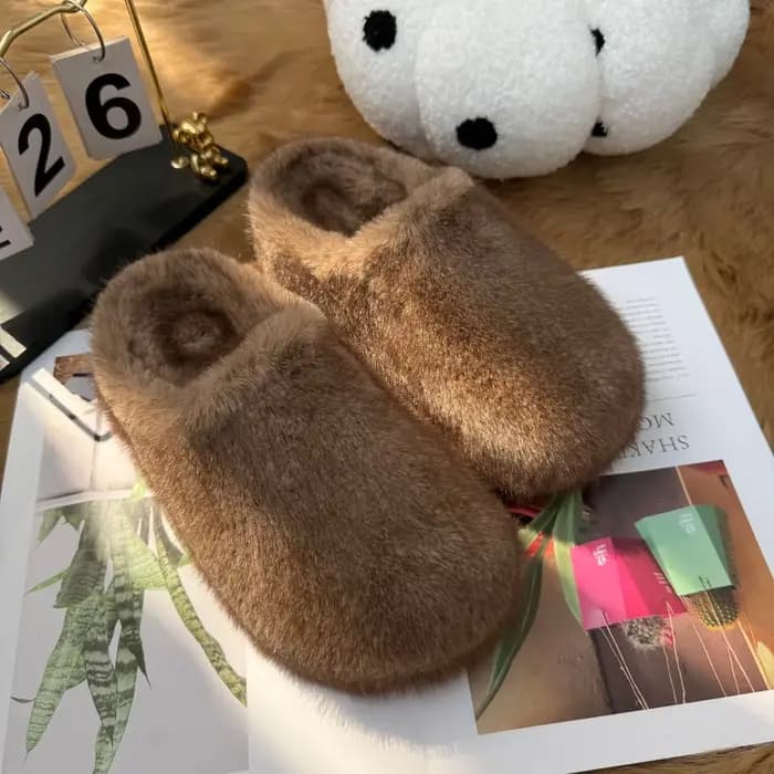 Pantoufles confortables en fourrure moelleuse pour femmes