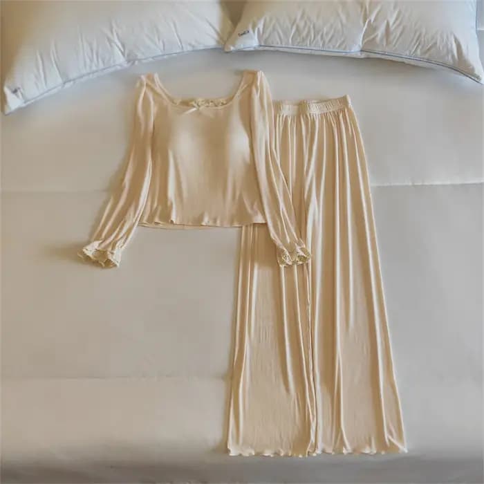Ensemble pyjama femme Modal confort vêtements de nuit à manches longues dames tenue de nuit automne