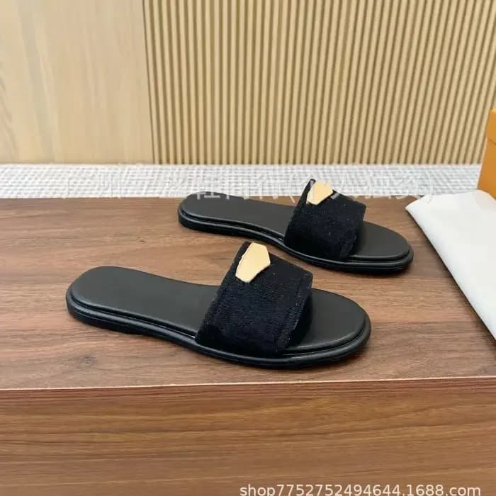 Chaussons en jean à semelle plate et à une seule bride pour femmes