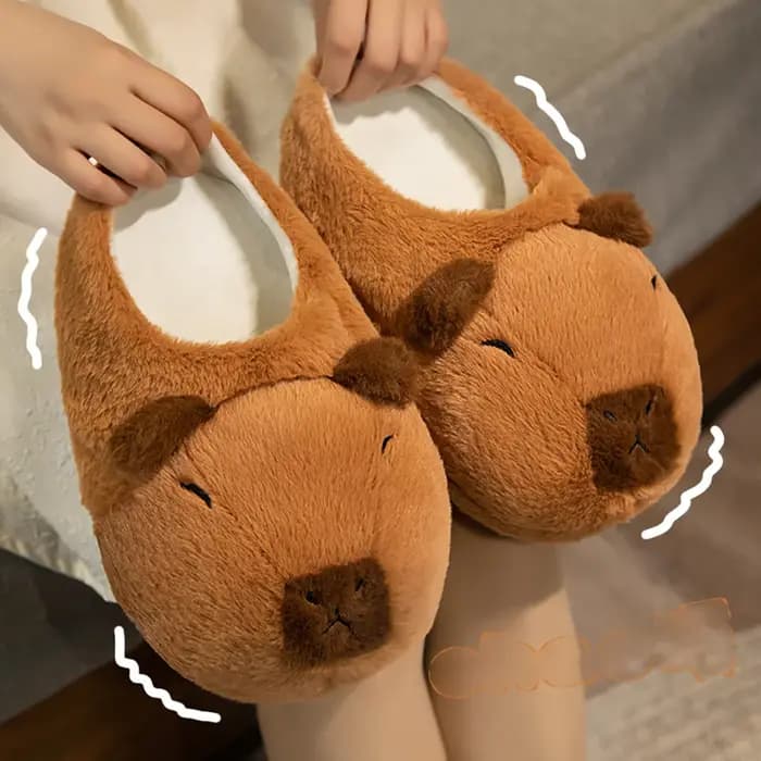 Capybara pantoufles en peluche dessin animé Capibara chaussures en coton animaux mignons pantoufle femmes hommes cadeaux d'anniversaire
