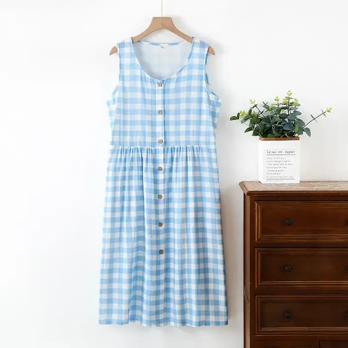 2025 chemise de nuit à carreaux femmes pur coton Double couche gaze vêtements