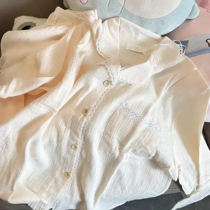 Broderie grande taille Home Wear vêtements M-5XL version coréenne pyjamas femmes vêtements de nuit en fil de coton cardigan à manches longues imbibé