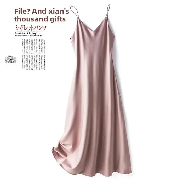 Robe longue en satin de soie pour femme