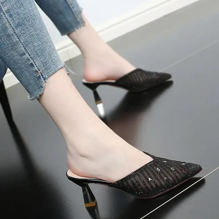Pantoufles en maille pour femmes, nouvelles chaussures d'été pour femmes, diapositives pointues à ta