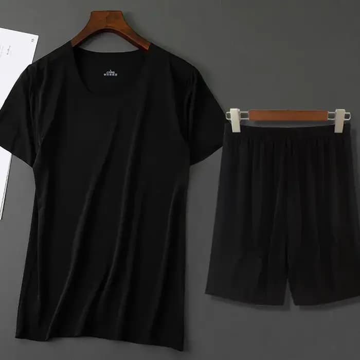 Hommes glace soie Pyjamas solide chemise et pantalon 2 pièces Pijamas ensemble de sommeil décontracté mâle maison