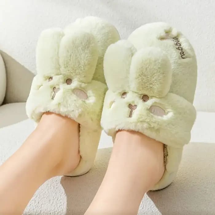 Mode maison porter lapin pantoufles dessin animé épaissir hiver chaud