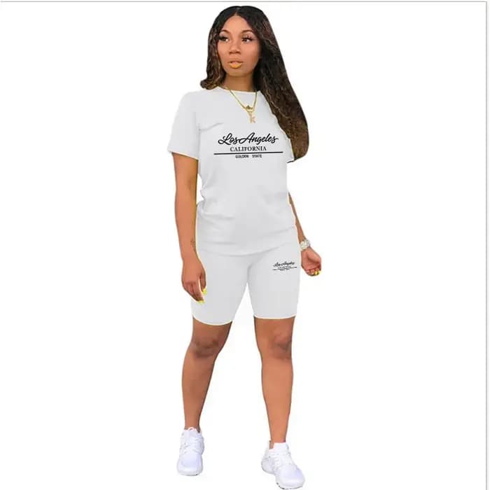 Offres Spéciales – Ensemble Décontracté Confortable et de Qualité pour Femme – Tenue d'Été Deux Pièces : T-shirt Col Rond et Short à Manches Courtes pour le Quotidien