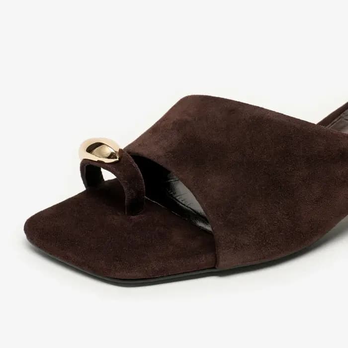 BEAUTODAY – pantoufles élégantes en cuir suédé pour femmes