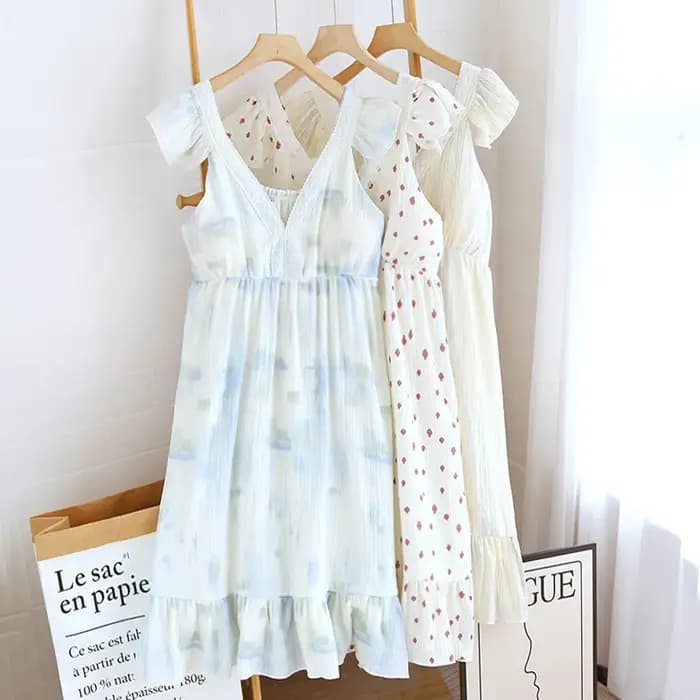 Robe de nuit en crêpe à manches volantes pour filles