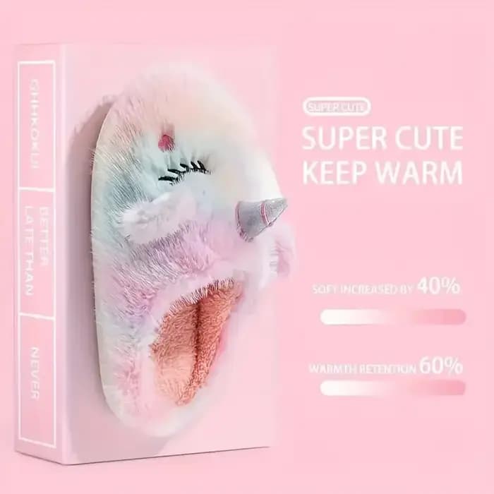 Pantoufles chaudes en forme de nuage pour femmes, chaussures de maison en peluche, licorne de dessin