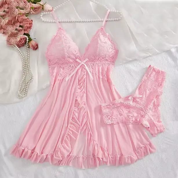 Été doux pure nuisette pyjamas chemises de nuit vert foncé licou robe femmes vêtements