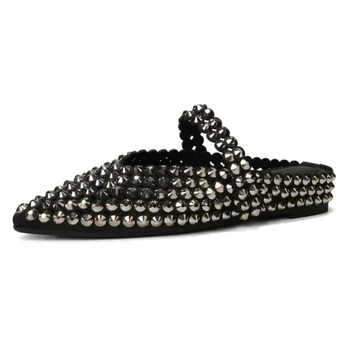 Pantoufles à bout pointu avec strass pour femmes