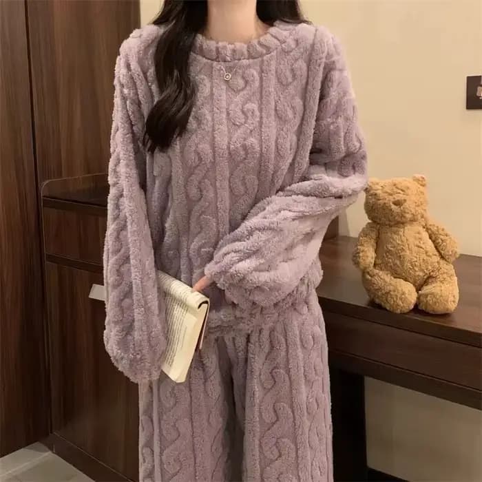 Pyjama chaud Jacquard en velours corail