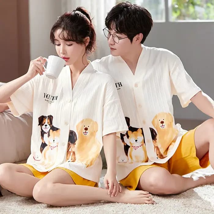 Nouveau 3XL mode pyjama pour Couple été coton doux Kimono Style vêtements de nuit homme et femme loisirs Pijama