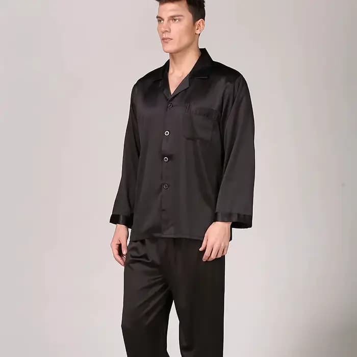 Manches longues hommes tache soie pyjama ensembles