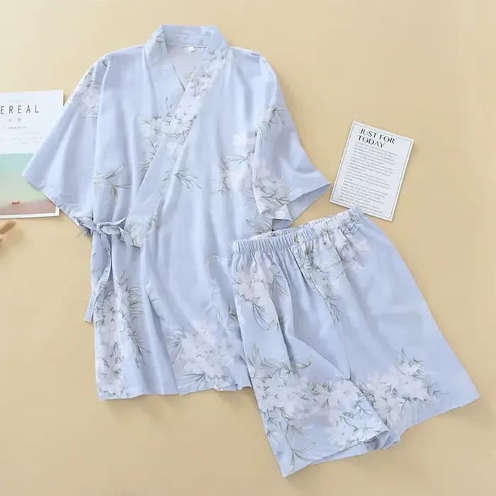 Ensemble Kimono Japonais Rose à Manches Courtes pour Femme