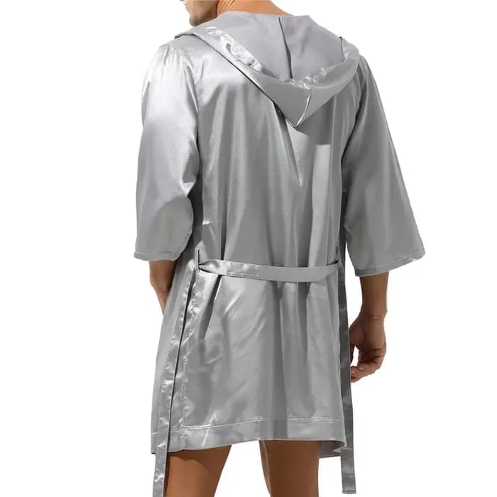 Peignoir Kimono à Capuche et Manches Courtes pour Homme