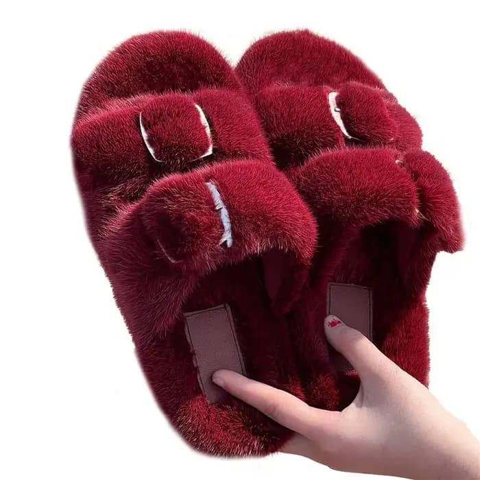 Pantoufles d'été en fourrure de vison moelleuse pour femmes