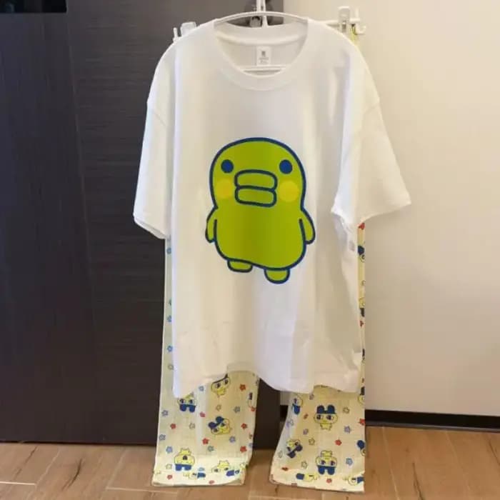 Ensemble de pyjamas en coton pour femmes, Kuchipatchi, été, mignon, dessin animé Tamagotchi, manches courtes, shorts, vêtements de détente fins et doux, vêtements pour filles, cadeau