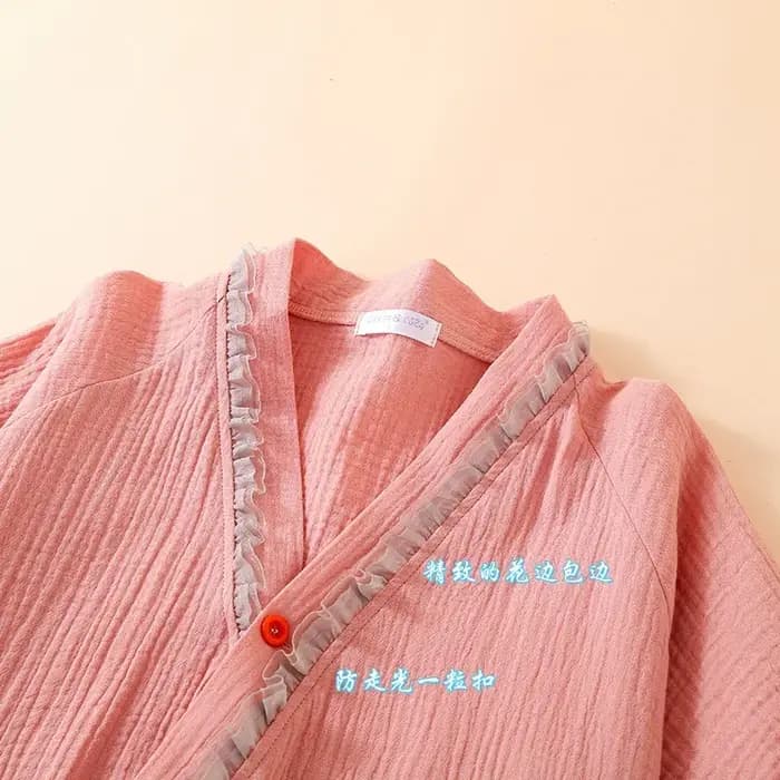 Kimono à manches courtes Robe de nuit dentelle couleur bloquée sangle peignoir Homewear mignon Sweat vapeur femmes vêtements