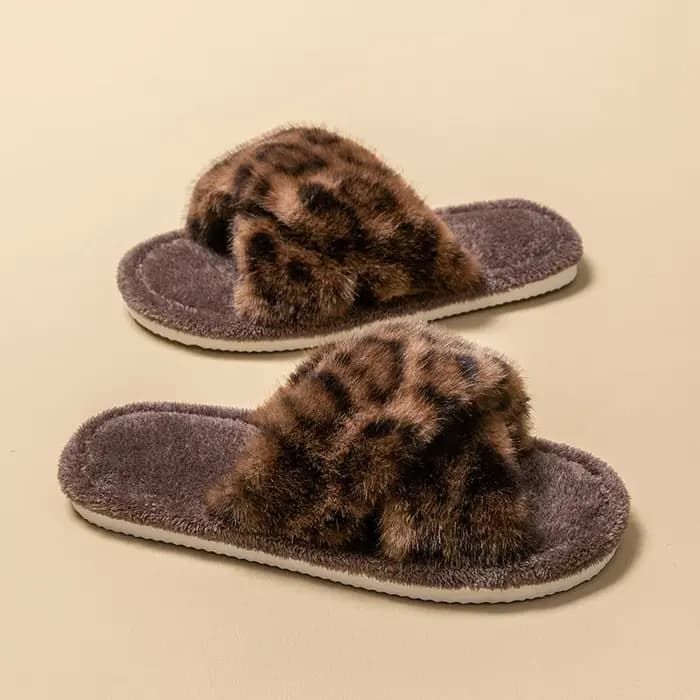 Pantoufles coulissantes à imprimé léopard pour hommes – Chaussures de maison respirantes à bout ouvert avec semelle