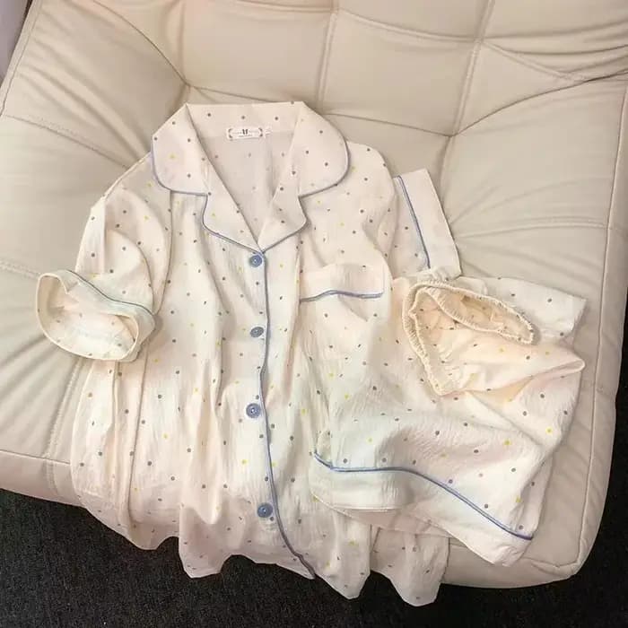 Ensemble pyjama en coton imprimé à pois pour femmes
