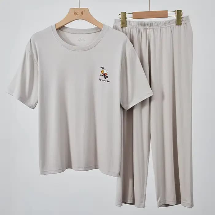 Pyjama Femme Nouvelle Collection Grande Taille en Modal, Ensemble Décontracté à Manches Courtes et P