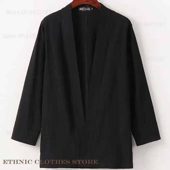 Veste Cardigan Kimono pour hommes, grande taille 3XL-9XL, rétro, coton et lin, vêtements japonais, peignoir Kimono Yukata Haori, manteaux Harajuku