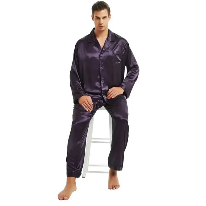 Ensemble pyjama en Satin de soie pour homme