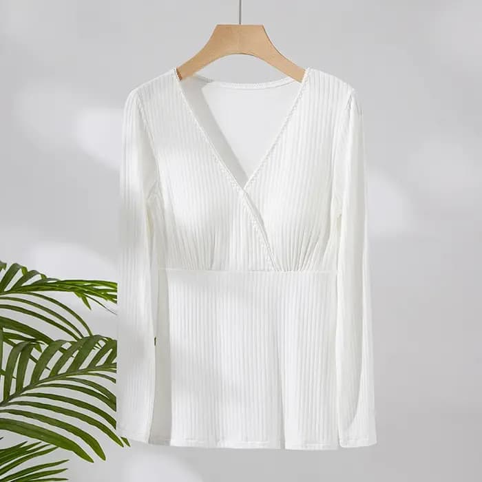 Pyjama d'Automne en Coton Rayé à Manches sulfpour Femme Enceinte
